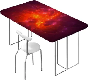 OOzie Scarlet Lavender Elastic Edge Fitted Tablecloth, Galaxy Design Waterproof Oil Proof Table ​Cover for Indoor and Outdoor Fantasy Art Fits up 4 Foot Tables