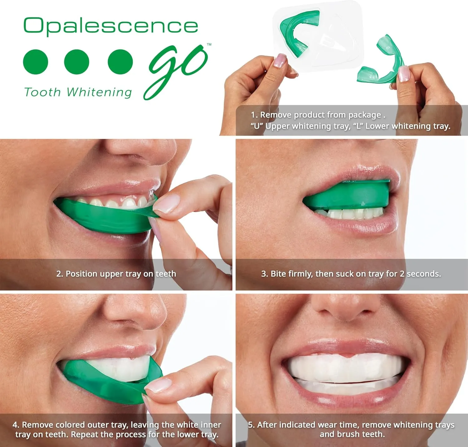 Opalescence Go 15- Prefilled Teeth Whitening Trays - 15% Hydrogen Peroxide - (10 Treatments) Made by Ultradent Products. Teeth Whitening Kit -Mint - 5194-1