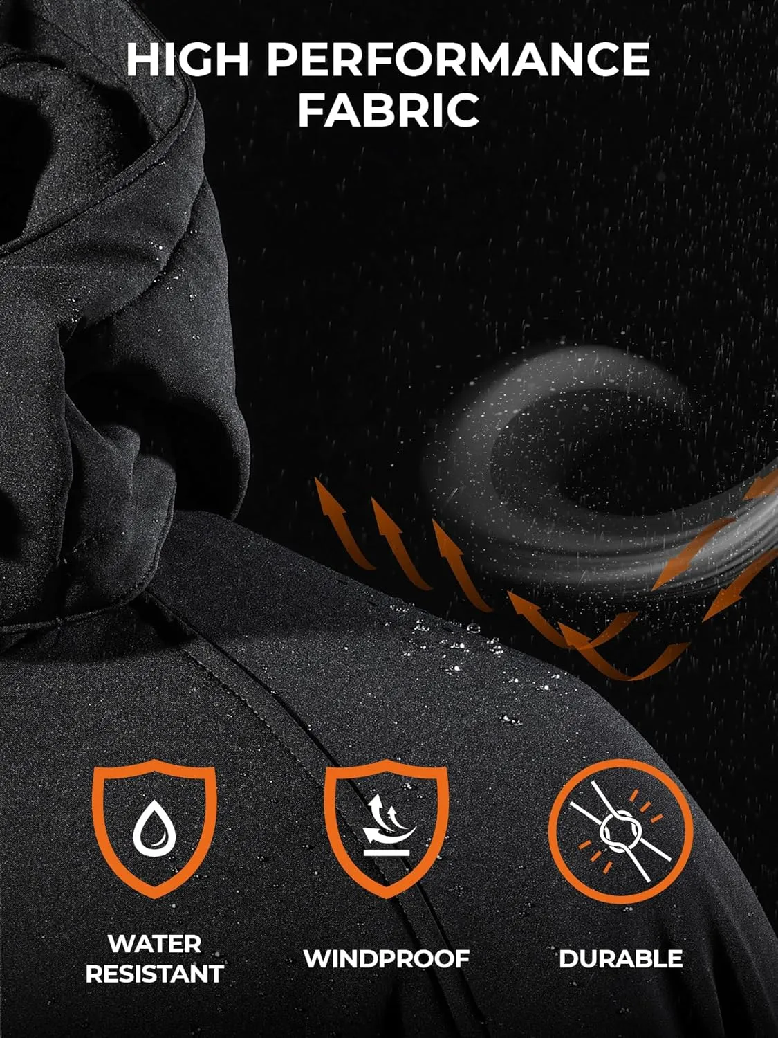 ORORO Men's Heated Jacket with Battery, Heated Coat with Detachable Hood (Charger Not Included)