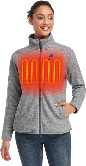 ORORO Women’s Heated Fleece Jacket with Battery, Fleece Heating Jacket (Charger Not Included)