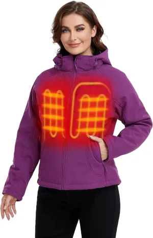 ORORO Women's Slim Fit Heated Jacket with Battery, Heated Coat with Detachable Hood (Charger Not Included)
