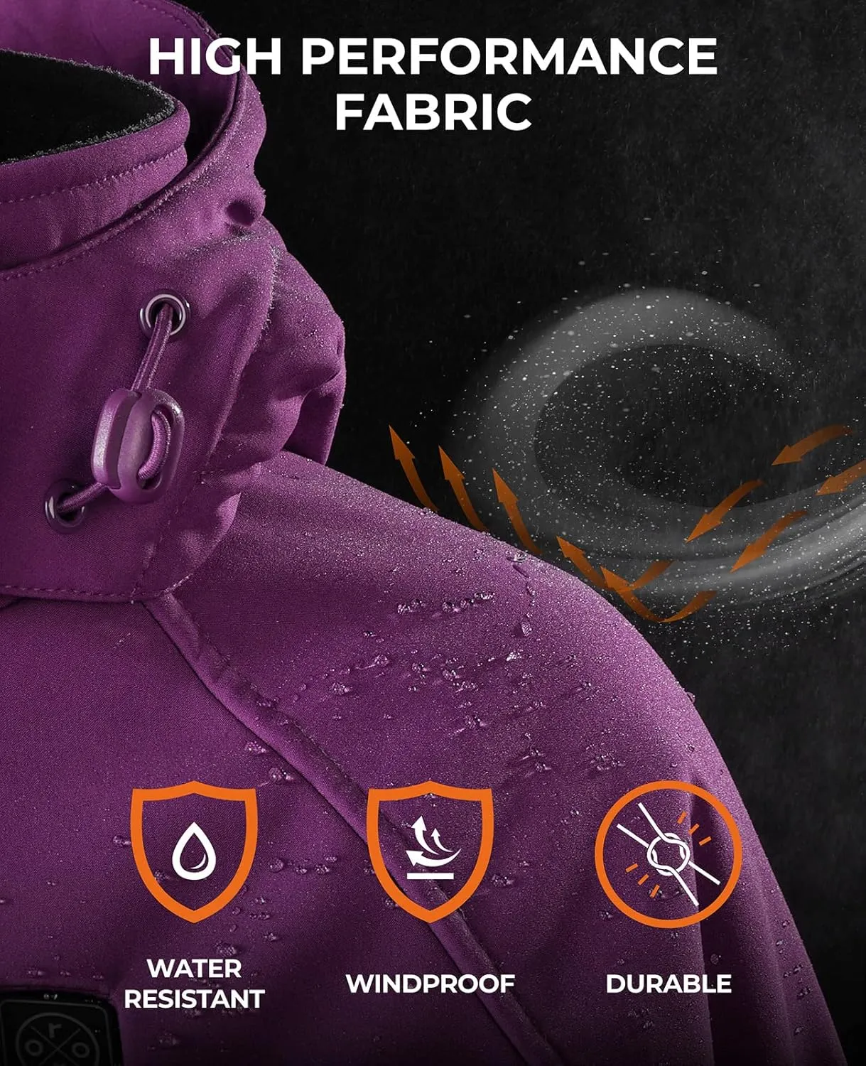 ORORO Women's Slim Fit Heated Jacket with Battery, Heated Coat with Detachable Hood (Charger Not Included)