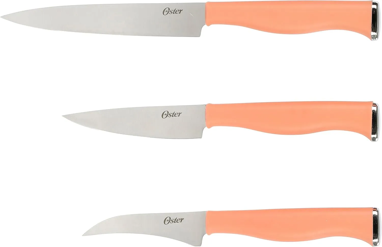 Oster Langmore 15 Piece Stainless Steel Cutlery Knife Block Set W/Black Box – Terracotta Orange Handles