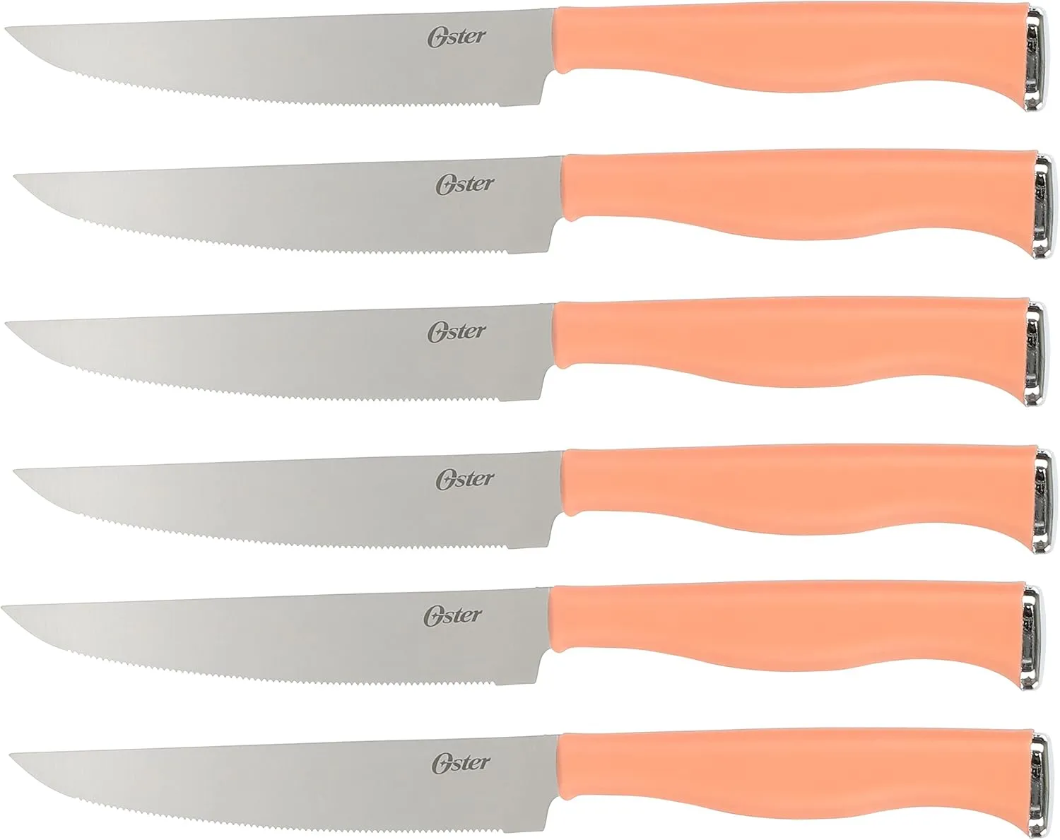 Oster Langmore 15 Piece Stainless Steel Cutlery Knife Block Set W/Black Box – Terracotta Orange Handles