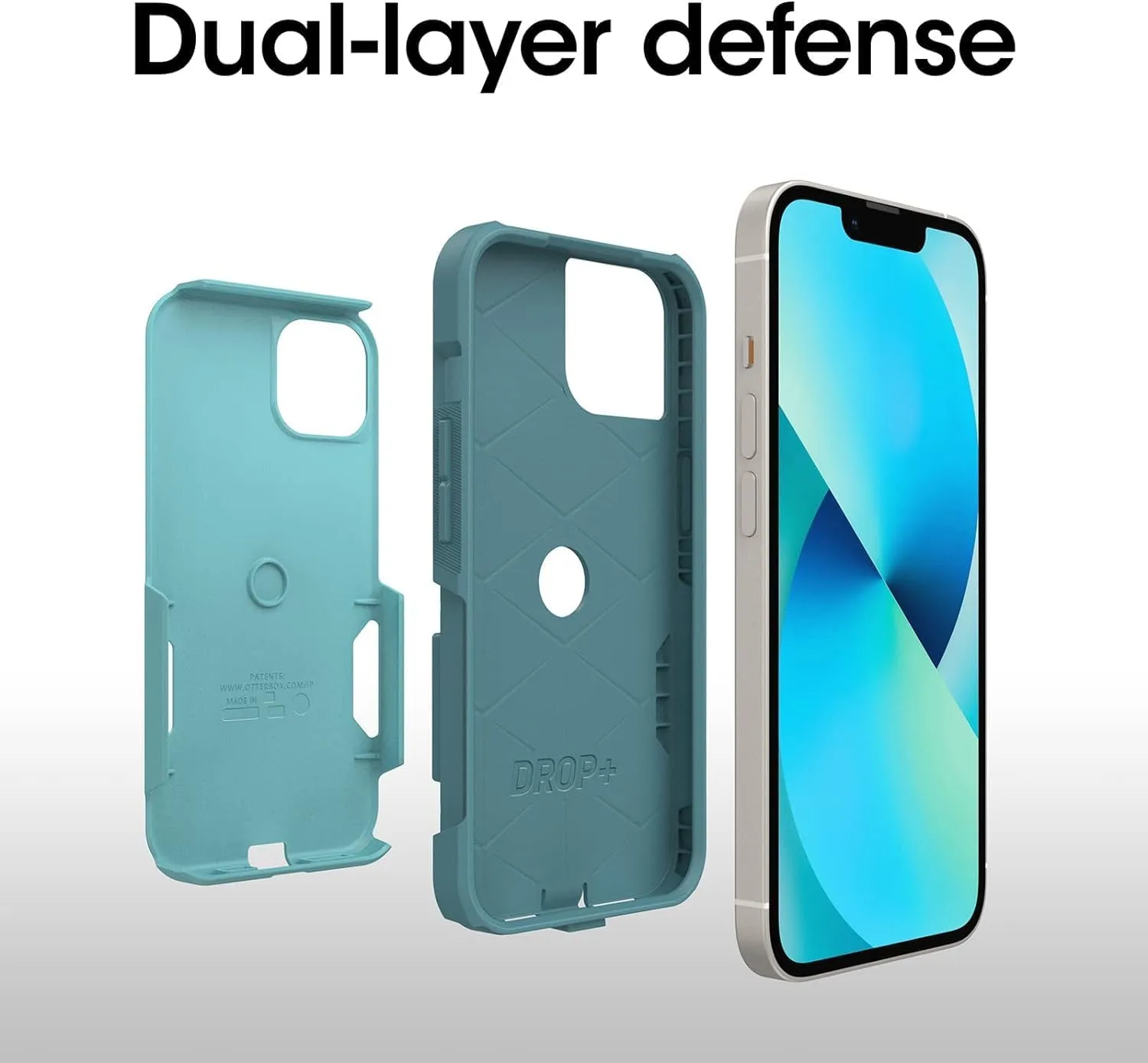 OtterBox iPhone 13 (Only) - Commuter Series Case - Riveting Way (Teal) - Slim & Tough - Pocket-Friendly - with Port Protection - Non-Retail Packaging