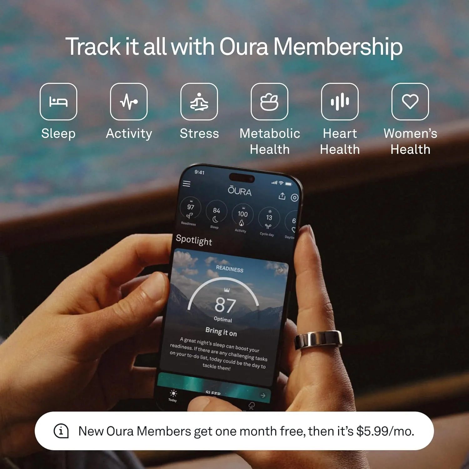 Oura Ring 4 - Brushed Silver - Size 9 - Smart Ring - Size First with Oura Ring 4 Sizing Kit - Sleep Tracking Wearable - Heart Rate - Fitness Tracker - Up to 8 Days of Battery Life