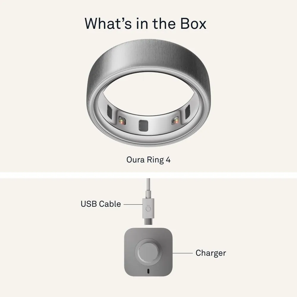 Oura Ring 4 - Brushed Silver - Size 9 - Smart Ring - Size First with Oura Ring 4 Sizing Kit - Sleep Tracking Wearable - Heart Rate - Fitness Tracker - Up to 8 Days of Battery Life