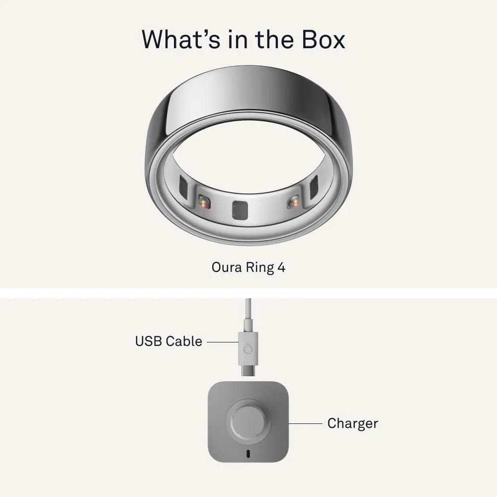 Oura Ring 4 - Silver - Size 9 - Smart Ring - Size First with Oura Ring 4 Sizing Kit - Sleep Tracking Wearable - Heart Rate - Fitness Tracker - Up to 8 Days of Battery Life