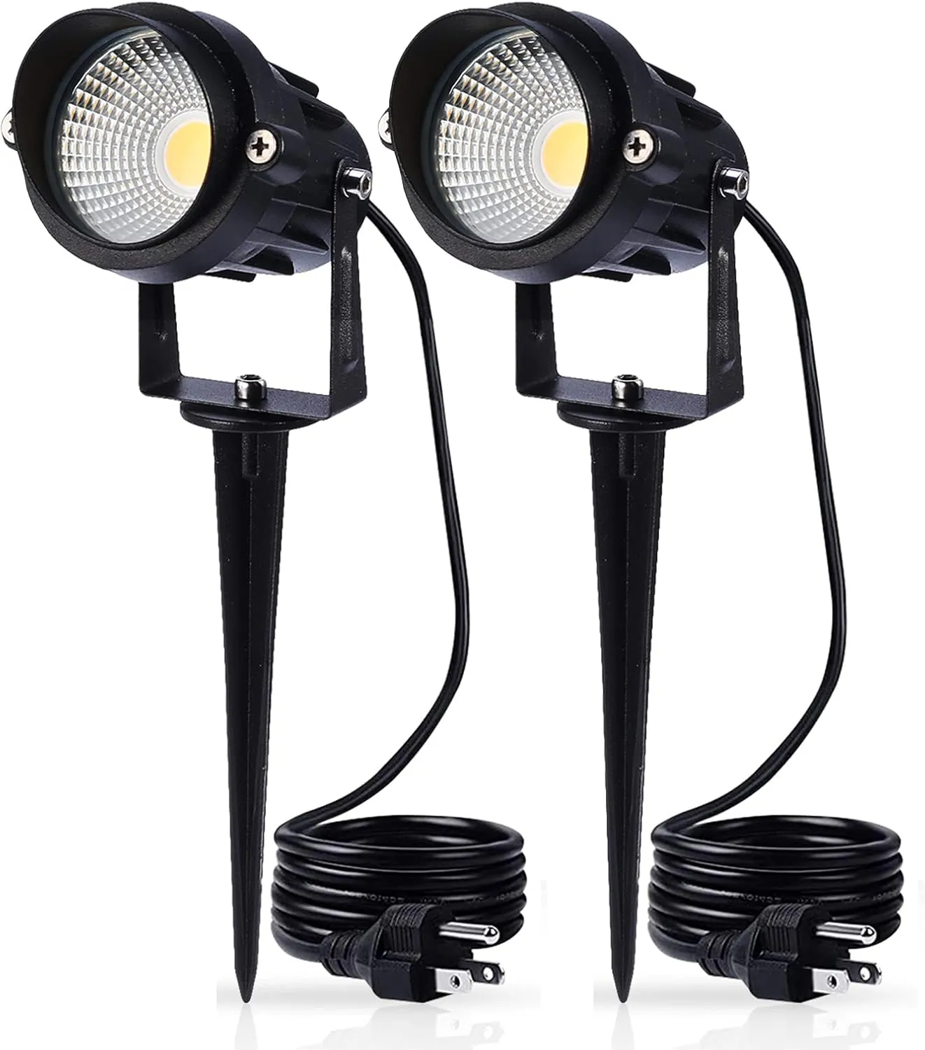 Outdoor Landscape Lighting 10W,120V AC,Warm White Waterproof LED Landscape Lights for Yard,Patio,Lawn, Wall, Flood,Driveway,Tree Lighting,Metal Ground Stake (2 Packs)