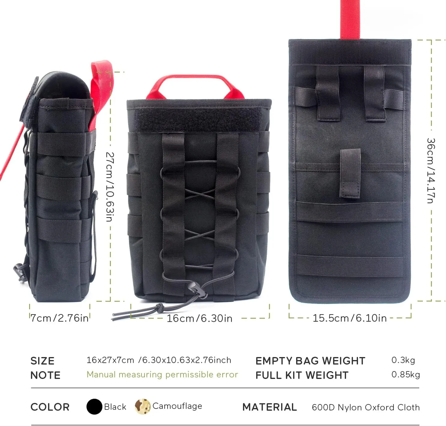 Outdoor Survival Kit IFAK Quick Pull Out Emergency Medical Bag Tactical First Aid Kit Molle System One Hand Operation for Camping Training Hiking Trauma Supplies