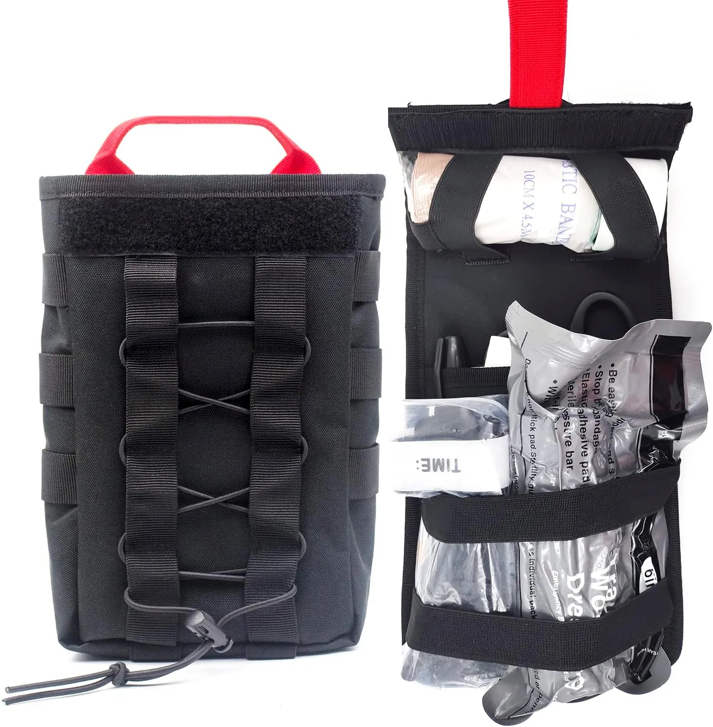 Outdoor Survival Kit IFAK Quick Pull Out Emergency Medical Bag Tactical First Aid Kit Molle System One Hand Operation for Camping Training Hiking Trauma Supplies