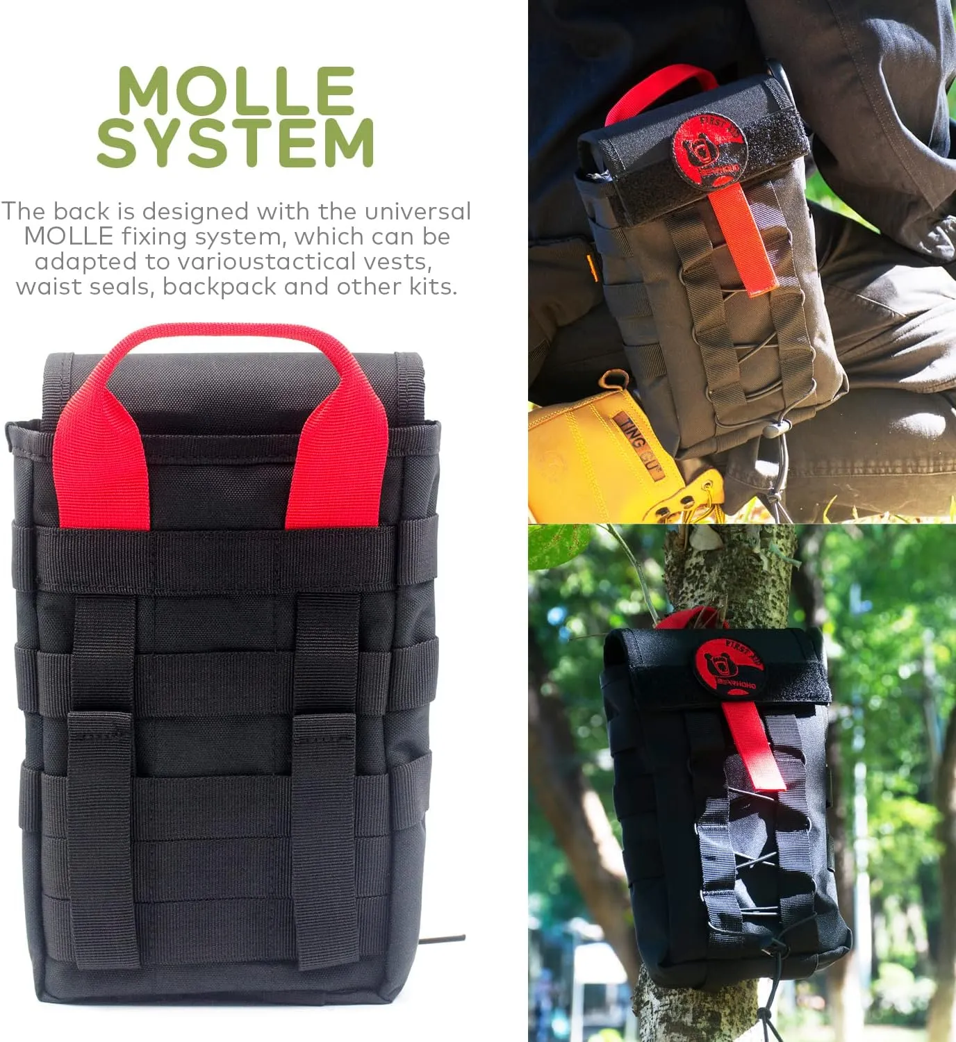 Outdoor Survival Kit IFAK Quick Pull Out Emergency Medical Bag Tactical First Aid Kit Molle System One Hand Operation for Camping Training Hiking Trauma Supplies