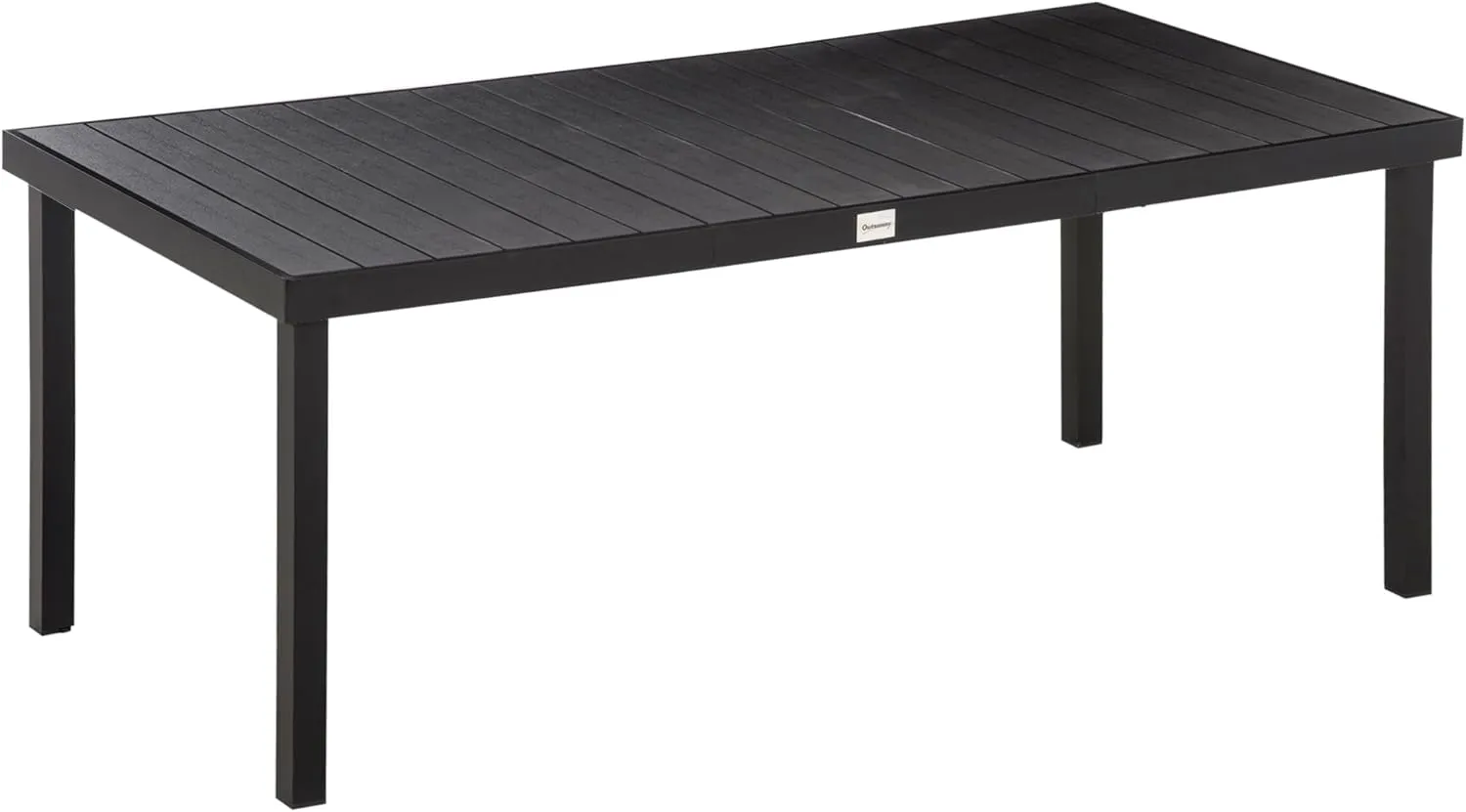 Outsunny 75" x 35" Outdoor Dining Table for 8 People, Rectangular Aluminum Frame Garden Table with All-Weather Faux Wood Top for Garden, Lawn, Patio, Black