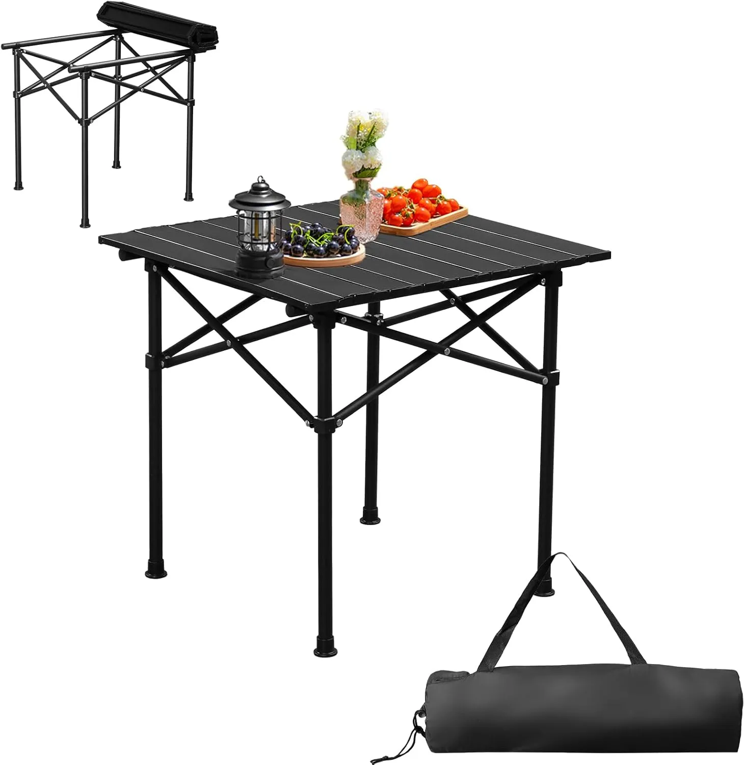 Outvita Beach Picnic Table, Lightweight Roll Up Low Camping Table, Portable Folding Table with Carrying Bag for Outdoor, BBQ, Sand, Picnic, Party, Patio 20 Inches