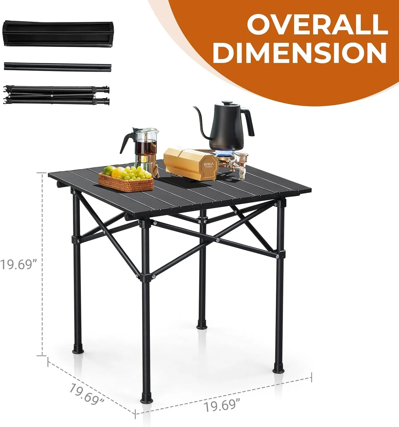 Outvita Beach Picnic Table, Lightweight Roll Up Low Camping Table, Portable Folding Table with Carrying Bag for Outdoor, BBQ, Sand, Picnic, Party, Patio 20 Inches