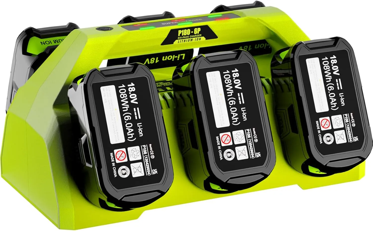 P135 18V 6-Port Charger for Ryobi 18V Battery Charger, Compatible with Ryobi ONE  Battery P102 P103 P104 P105 P106 P107 P108 P109 PBP002 PBP003