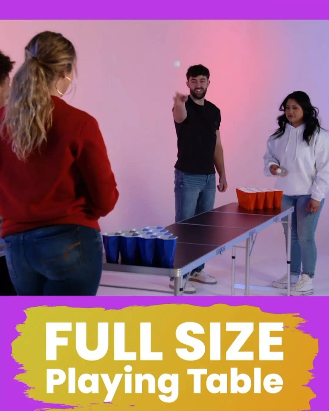 PARTYPONG 8-Foot Folding Beer Pong Table - Soccer Field Edition (Base Model)