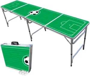 PARTYPONG 8-Foot Folding Beer Pong Table - Soccer Field Edition (Base Model)