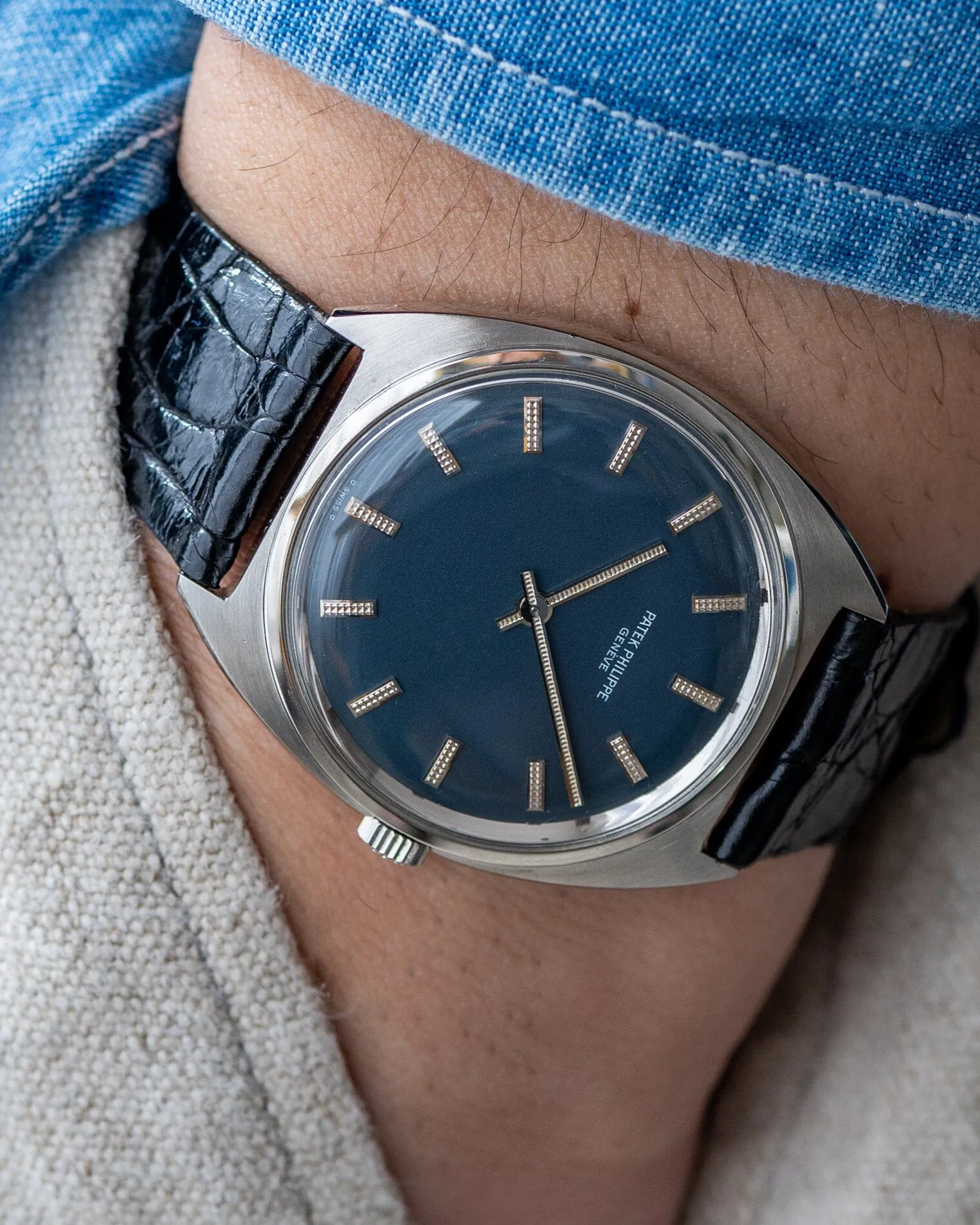 Patek Philippe カラトラバ 3574 SS ブルーダイアル アーカイブ付き