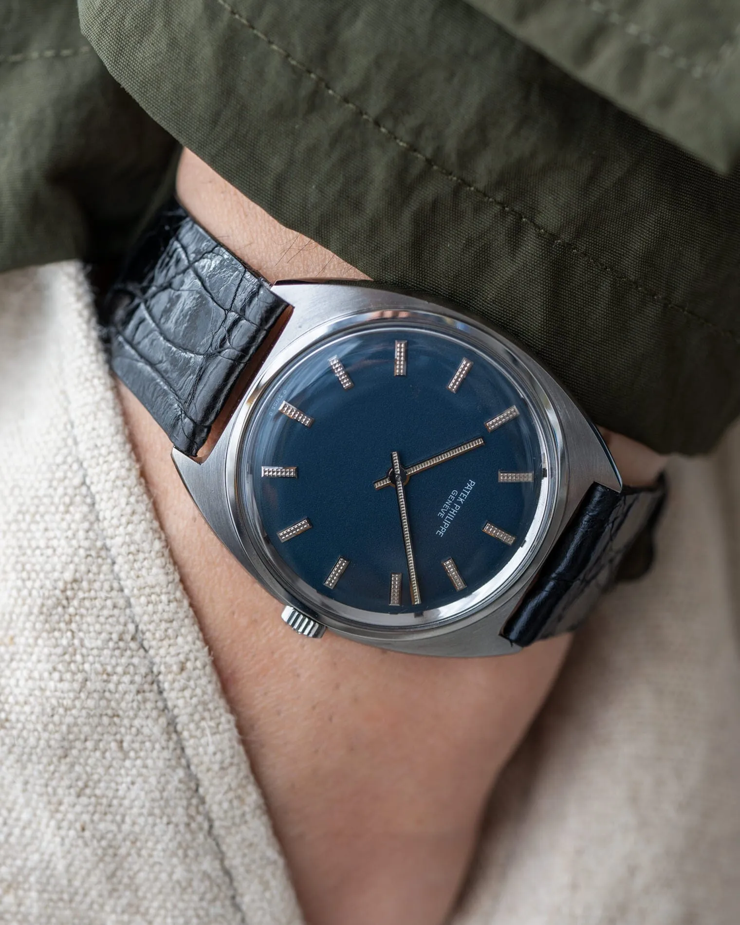 Patek Philippe カラトラバ 3574 SS ブルーダイアル アーカイブ付き