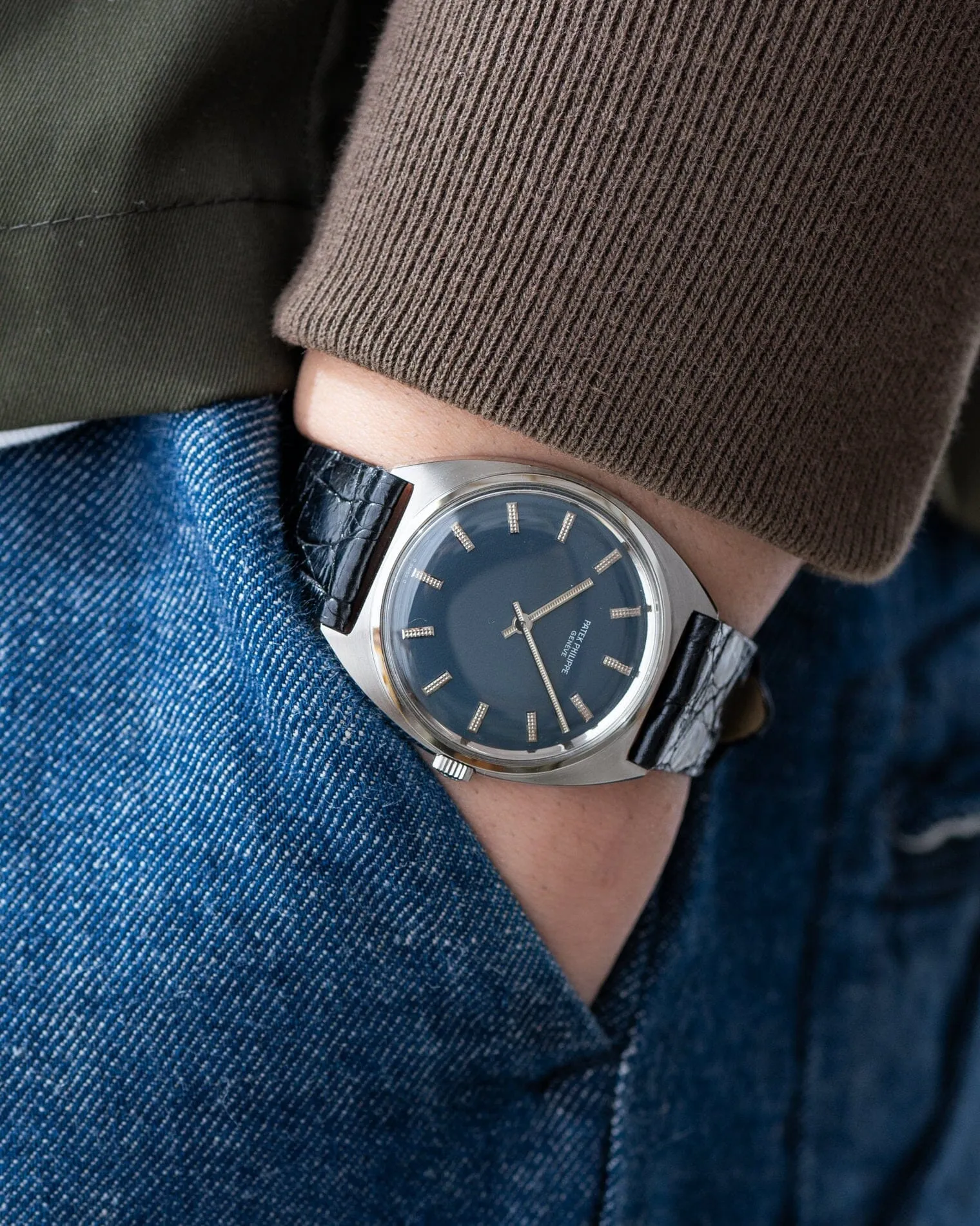 Patek Philippe カラトラバ 3574 SS ブルーダイアル アーカイブ付き