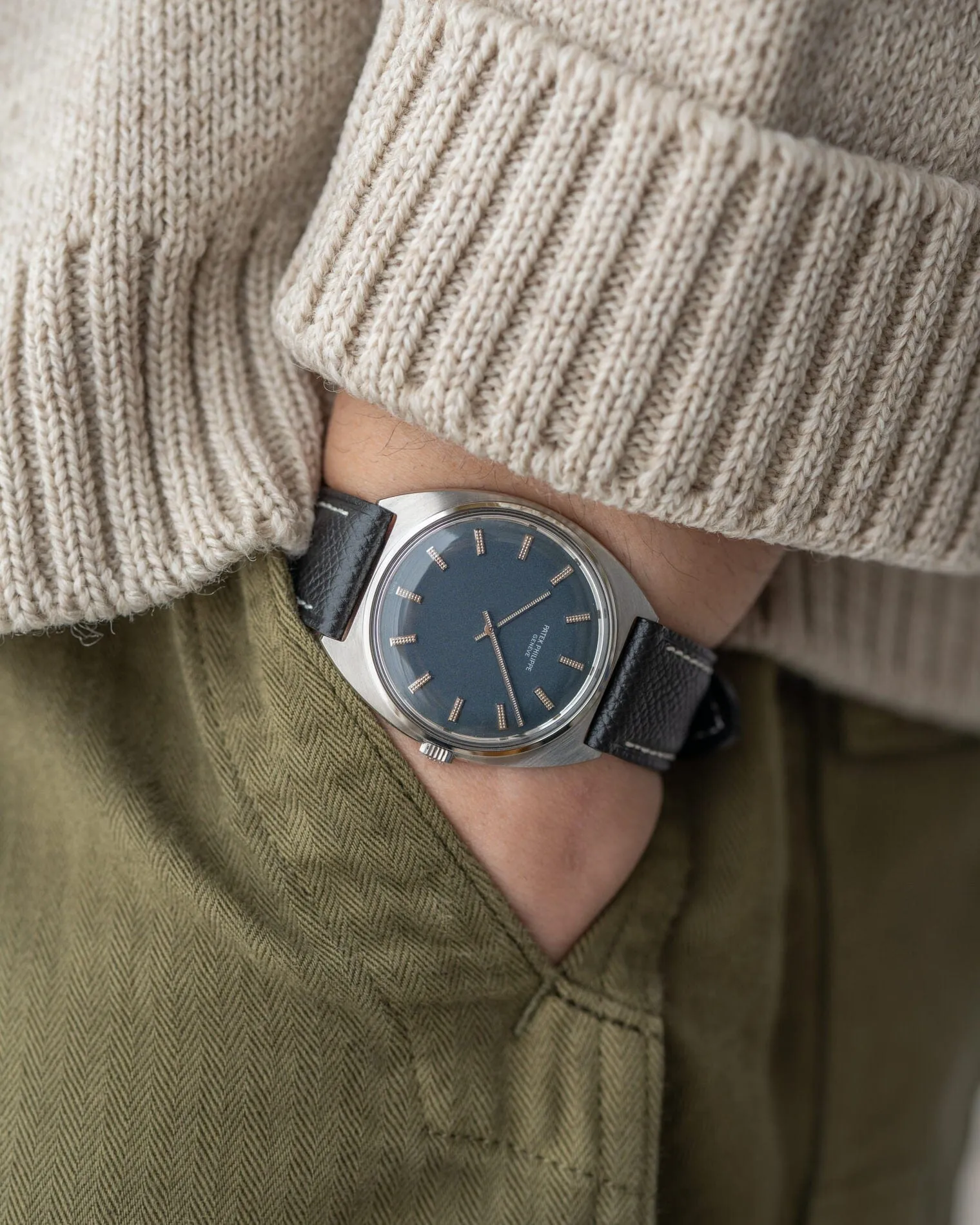 Patek Philippe カラトラバ 3574 SS ブルーダイアル アーカイブ付き