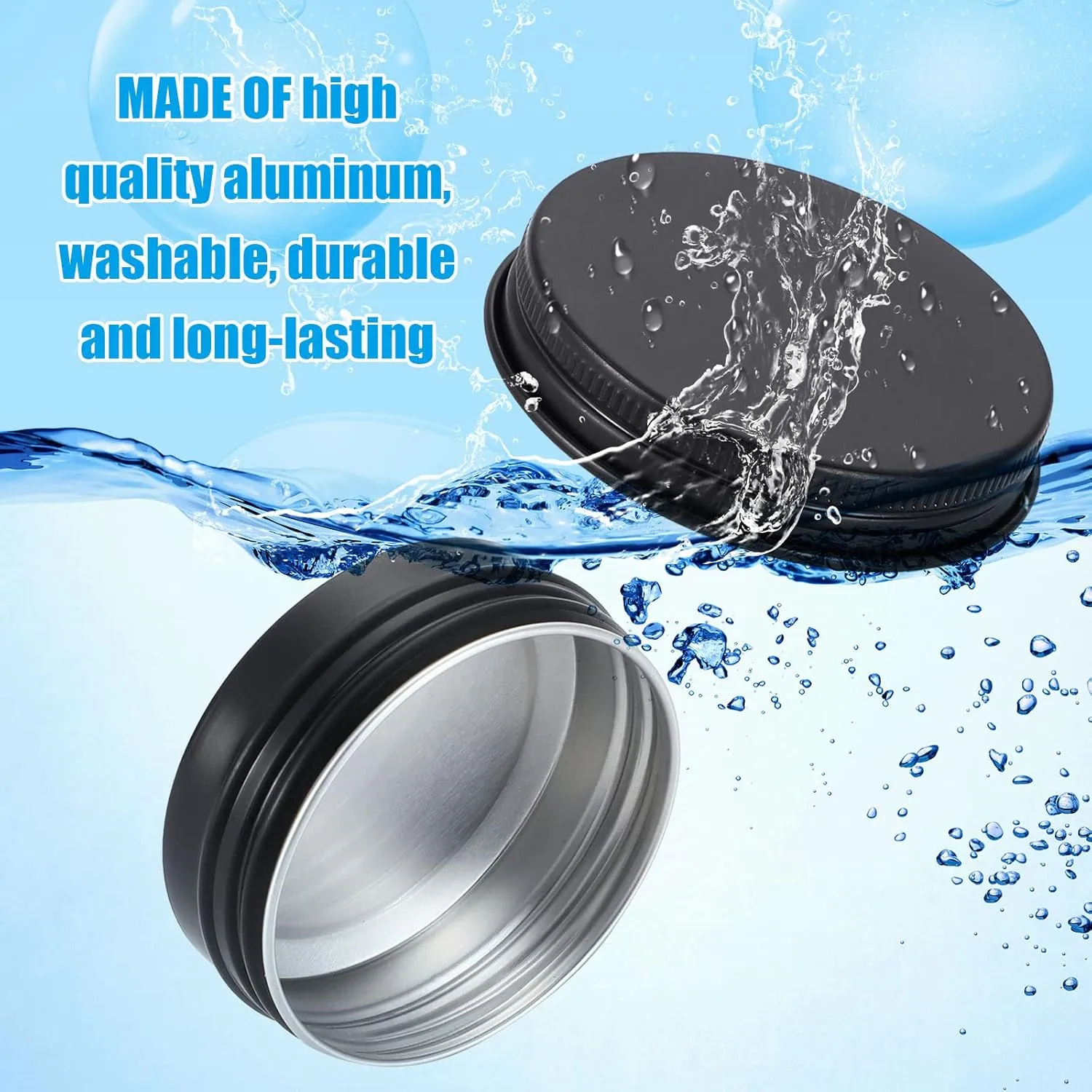 Patelai 64 Pieces Lip Balm Tin Containers Screw Top Round Tin Cans Aluminum Jar with Screw Lid, Empty Bottle Travel Cosmetic Sample Container for DIY(1 oz,Matte Black)