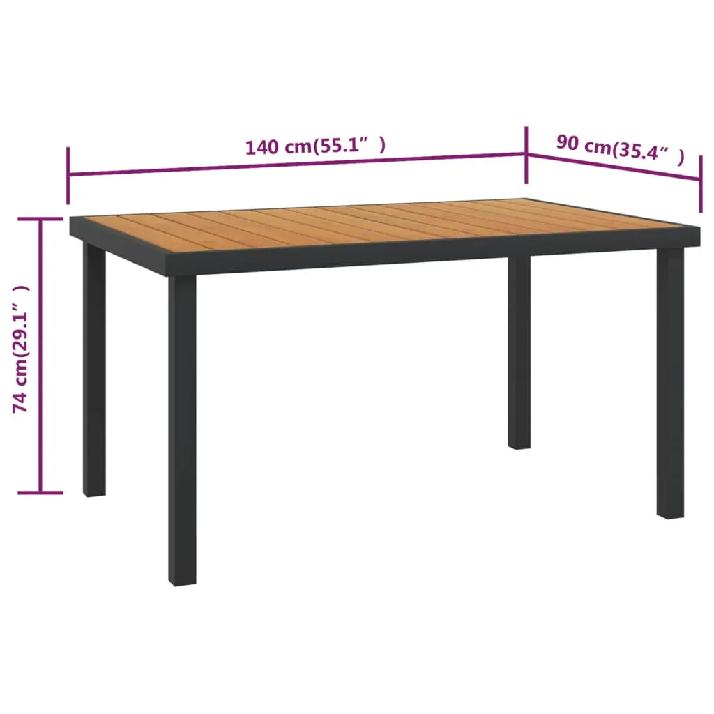 Patio Table Outdoor Furniture Garden Dining Table Aluminum and WPC