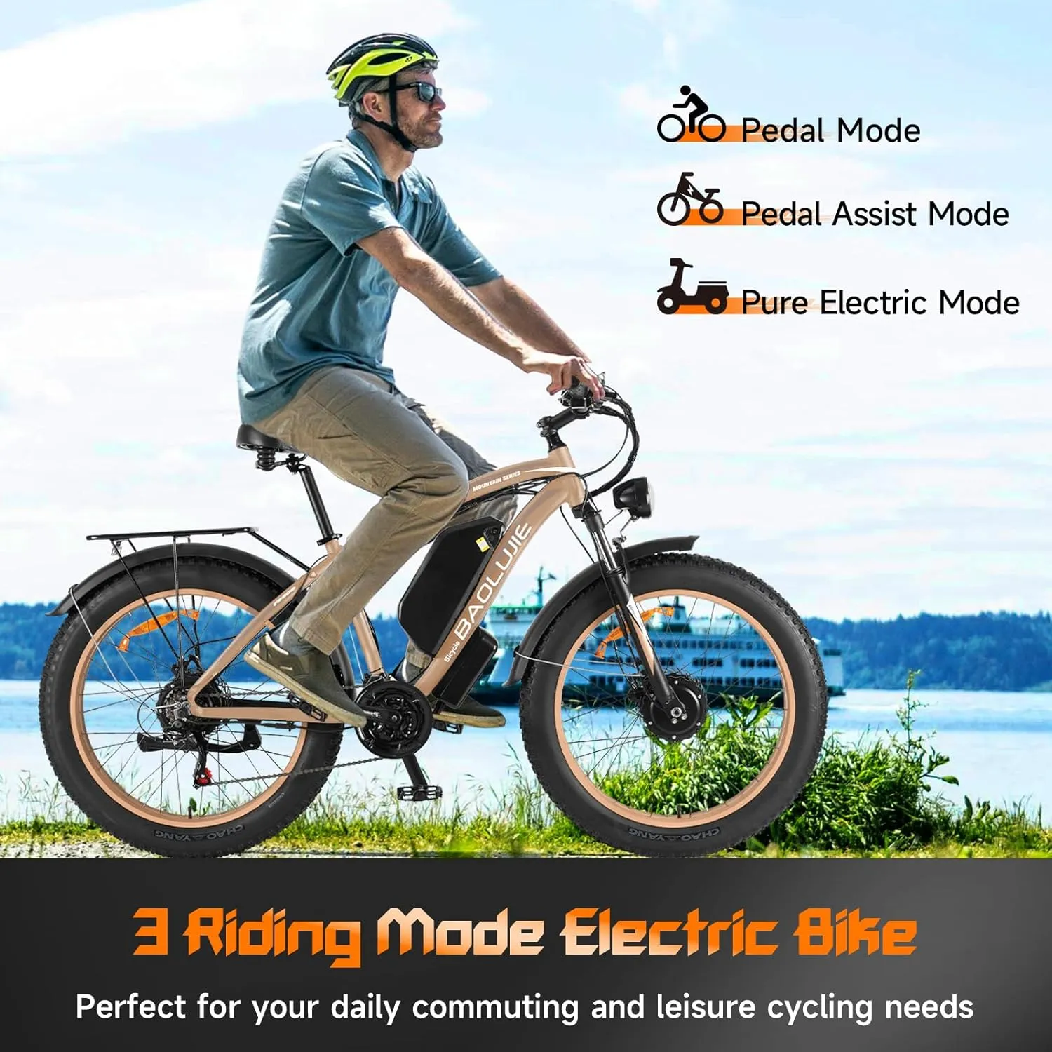 Peak 5000W Dual Motor Ebike for Adults, Electric Mountain Dirt Bicycle with 25Ah Battery & USB Port Electric Bike for Beach, Forest All-Terrain