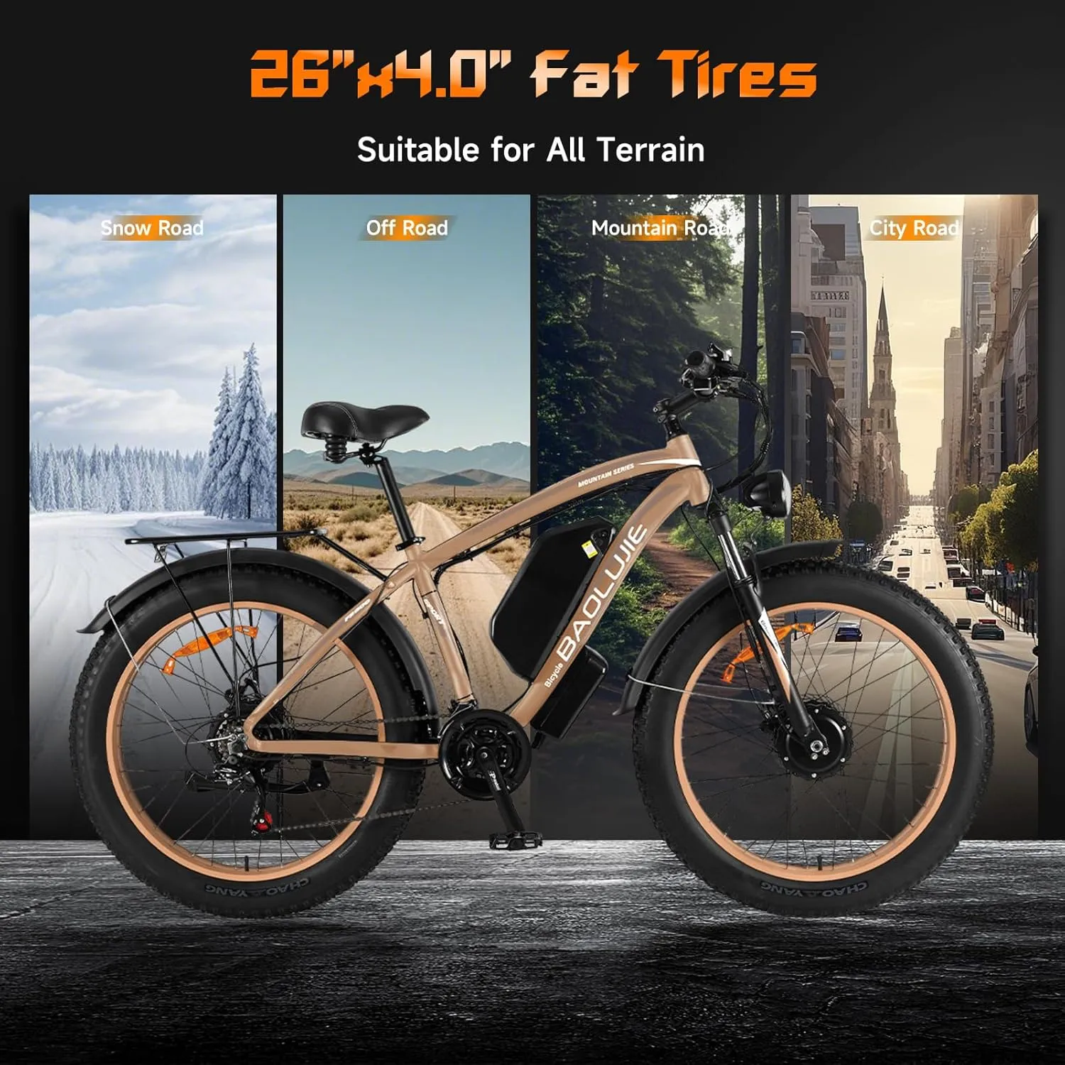 Peak 5000W Dual Motor Ebike for Adults, Electric Mountain Dirt Bicycle with 25Ah Battery & USB Port Electric Bike for Beach, Forest All-Terrain
