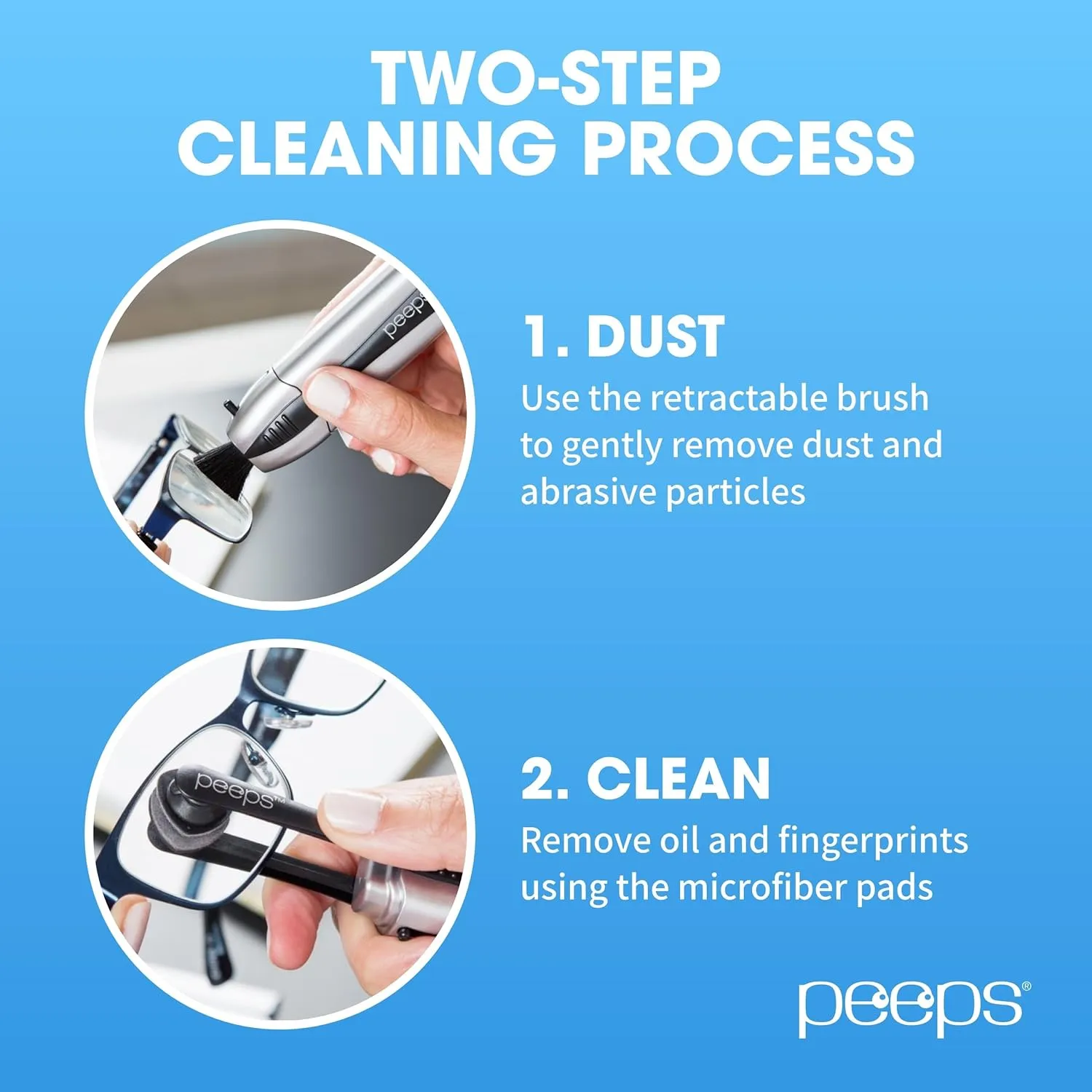 Peeps Glasses Cleaner - for Eyeglasses, Reading Glasses, and More - Lens Cleaner with Carbon Microfiber Tech - Electroplated Rose Gold - 3 Count (Pack of 1)