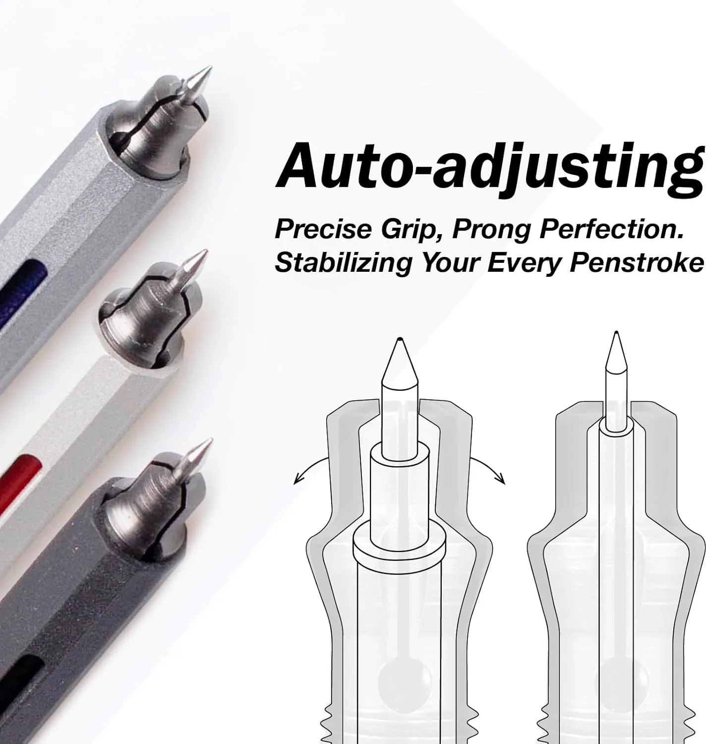 Pen C Mini, Durable Aluminum Alloy EDC Pen, with 100  Replacement Refills - Ballpoint, Rollerball, Gel. Auto-Adjusting Refillable Pen, Best Writing and Sketching Gift for Men and Women_Silver