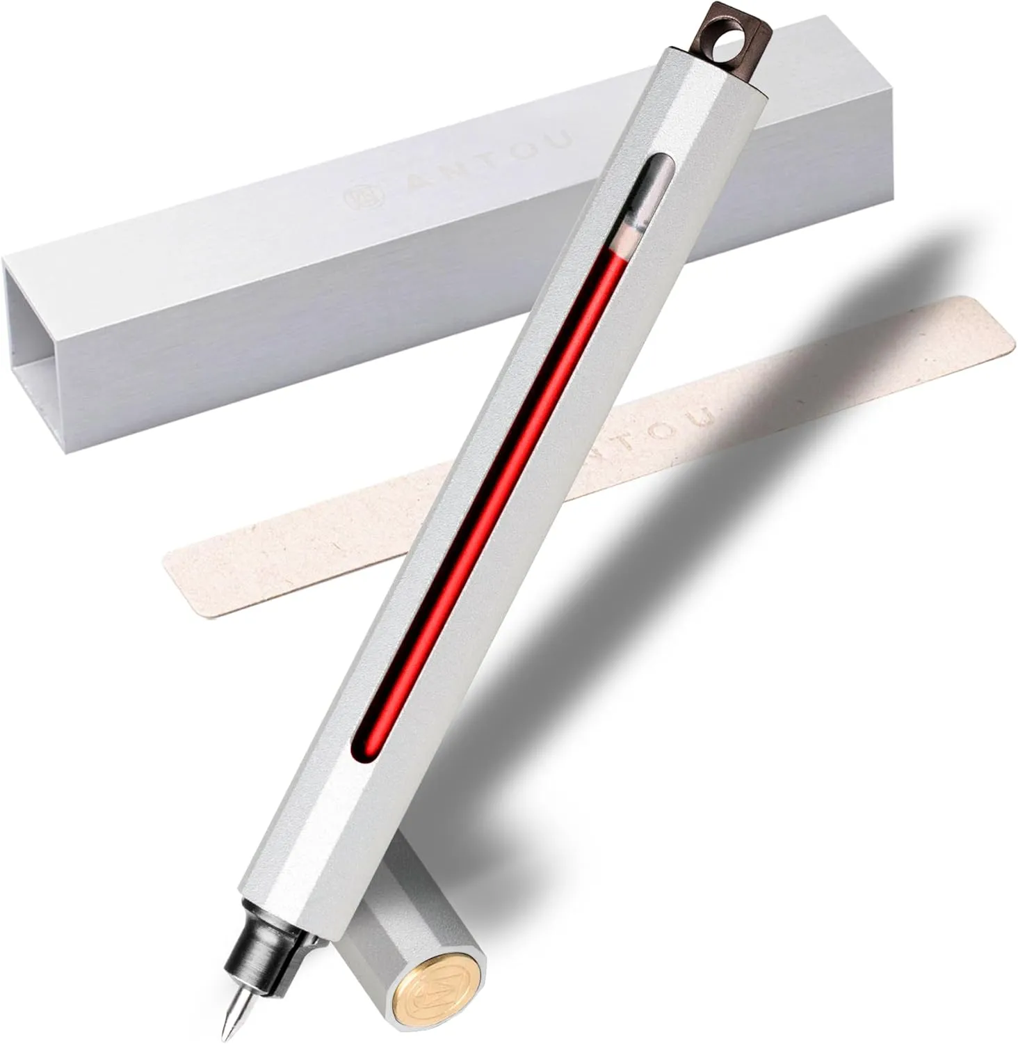 Pen C Mini, Durable Aluminum Alloy EDC Pen, with 100  Replacement Refills - Ballpoint, Rollerball, Gel. Auto-Adjusting Refillable Pen, Best Writing and Sketching Gift for Men and Women_Silver