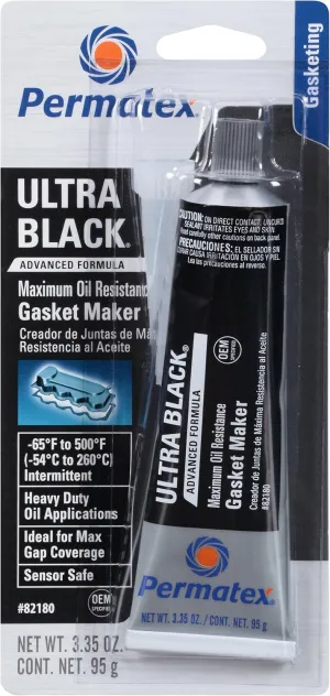 Permatex 82180-12PK Ultra Black Maximum Oil Resistance RTV Silicone Gasket Maker, 3 oz. Tube (Pack of 12)