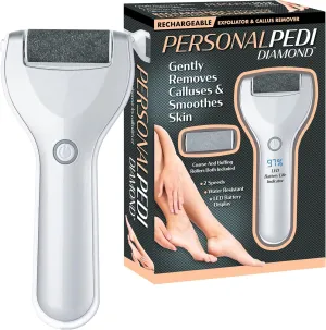 Personal Pedi Diamond Electric Foot Callus Remover for Feet - Rechargeable, Interchangeable Rollers Easy-to-Use Foot File Electric Callus Remover for Feet, 2 Intensity Levels, 2 Speed As Seen On TV