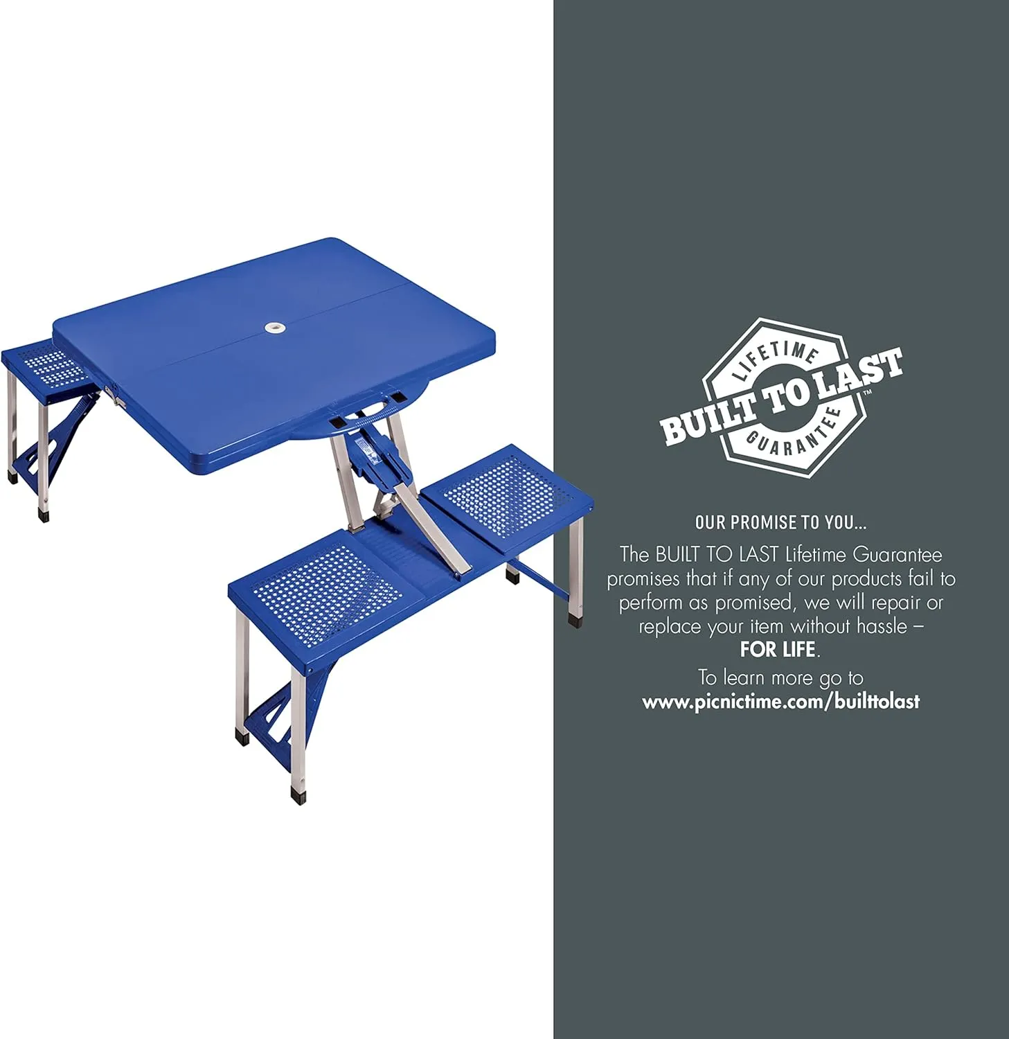 PICNIC TIME Folding Picnic Table, Camping Table, Outdoor Table with Umbrella Hole