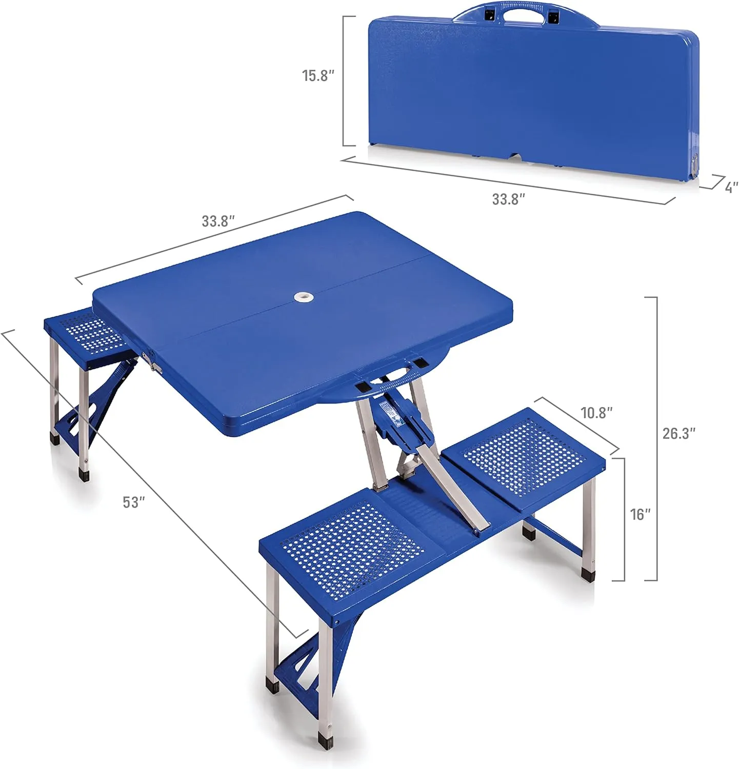 PICNIC TIME Folding Picnic Table, Camping Table, Outdoor Table with Umbrella Hole
