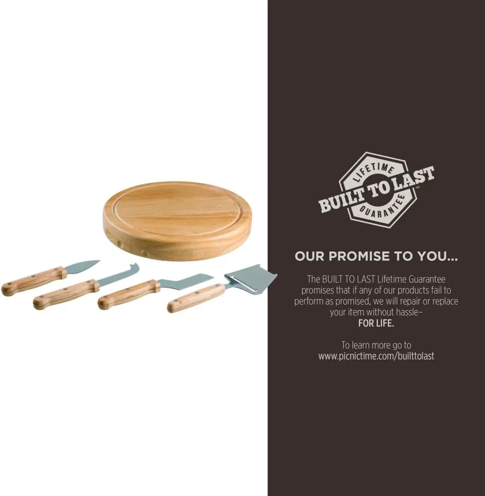 PICNIC TIME NCAA Circo Cheese Board and Knife Set - Charcuterie Board Set - Wood Cutting Board