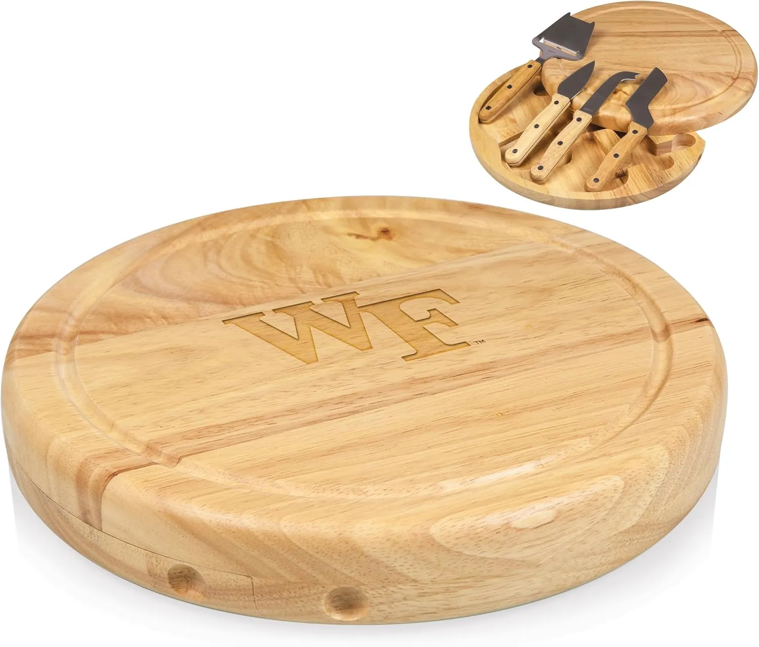 PICNIC TIME NCAA Circo Cheese Board and Knife Set - Charcuterie Board Set - Wood Cutting Board