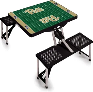 PICNIC TIME NCAA Pittsburgh Panthers Football Field Folding Picnic Table - Camping Table - Outdoor Table with Umbrella Hole, (Black)