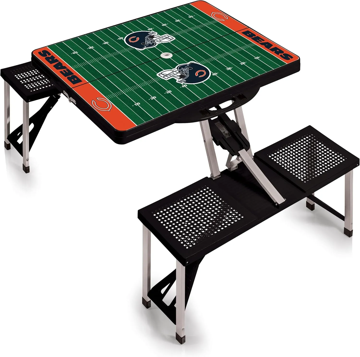 PICNIC TIME NFL Picnic Table Portable Folding Table with Seats and Umbrella