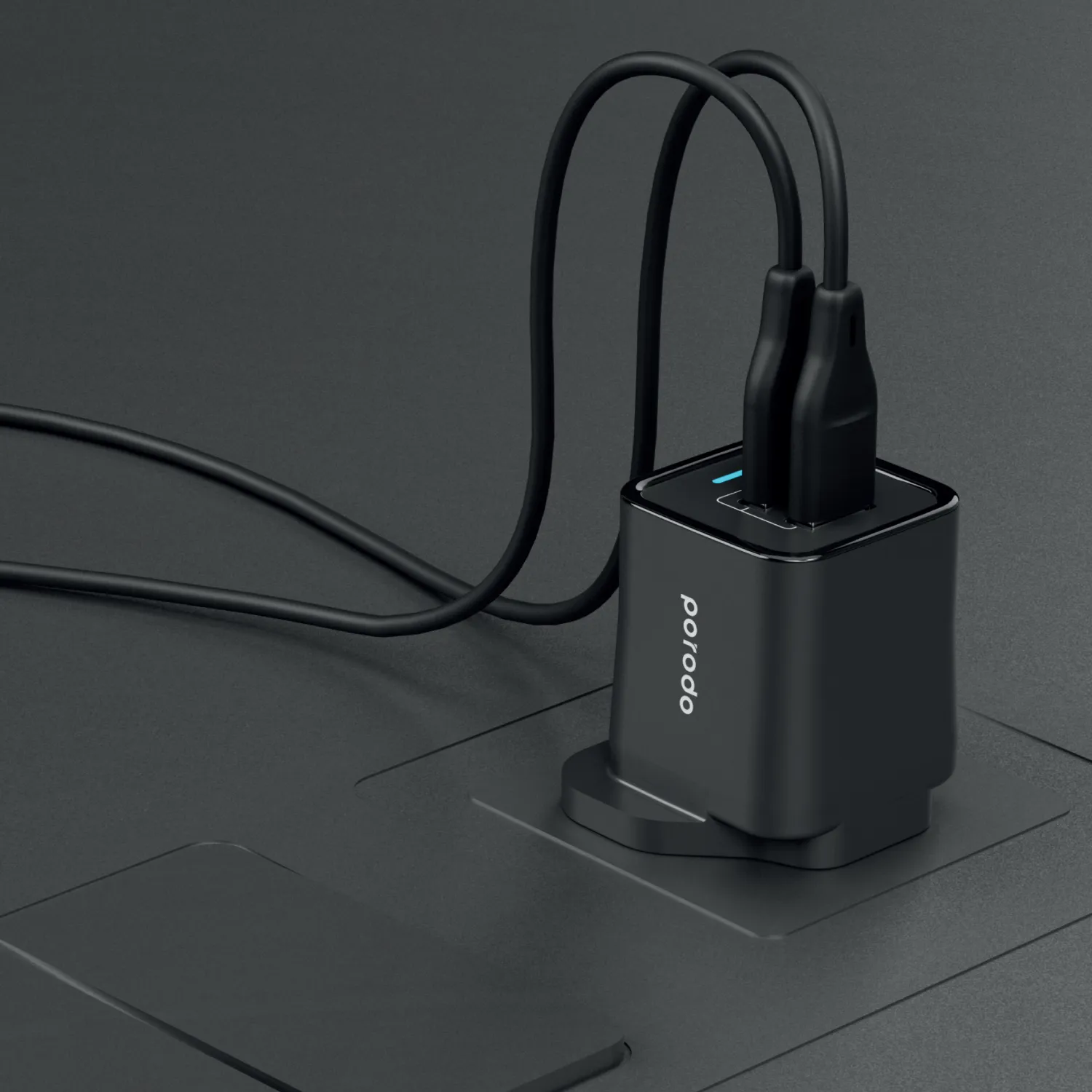 Porodo Dual Port Wall Charger 2.4A With 1.2m Lightning Cable