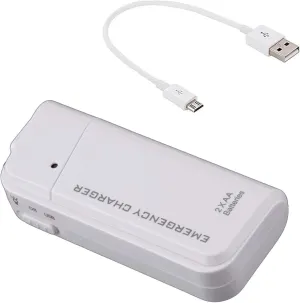 Portable AA Battery Travel Charger for Videocon Infinium Z45 Dazzle and Emergency Re-Charger with LED Light! (Takes 2 AA Batteries) [White]