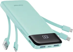 Portable Charger with Built in Cables, Portable Charger with Cords Wires Slim 10000mAh Travel Battery Pack 6 Outputs 3 Inputs 3A Fast Charging Power Bank for Samsung Google Pixel LG Moto iPhone iPad