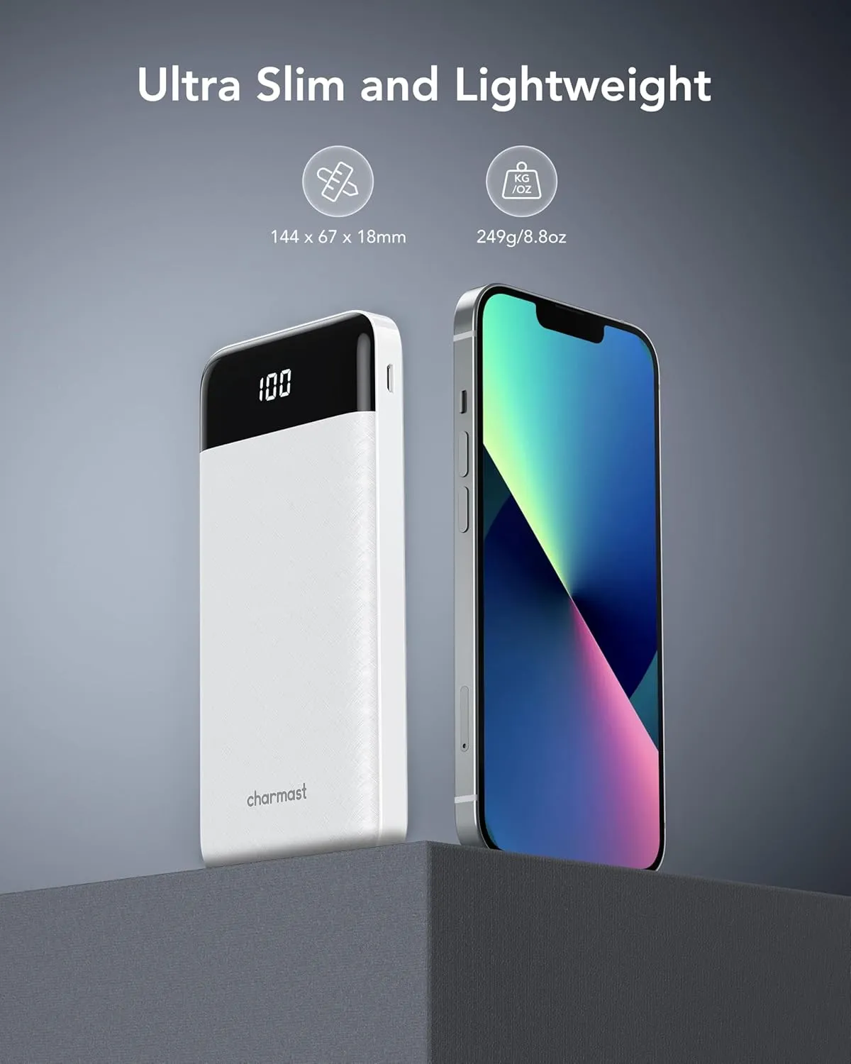 Portable Charger with Built in Cables, Portable Charger with Cords Wires Slim 10000mAh Travel Battery Pack 6 Outputs 3 Inputs 3A Fast Charging Power Bank for Samsung Google Pixel LG Moto iPhone iPad
