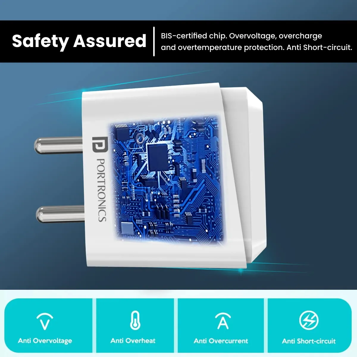 Portronics Adapto 42 C 2.4A Charger with Dual USB Port