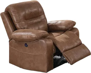 Poundex Dark Brown Breathable Leatherette Power Recliner
