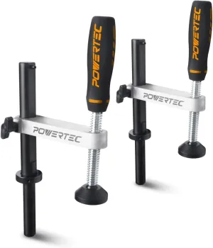 POWERTEC 71530-P2 Workbench Holdfast Clamp for Woodworking, Adjustable Hold Down Clamping, Bench Dog Clamp for 3/4 Inch (19mm) Dog Hole MFT Table, 2 Pack