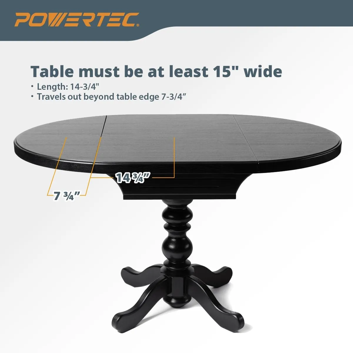 POWERTEC Metal Drop Leaf Table Supports 4PK, Sliding Hardware for Folding Kitchen and Dining Tables, RV Bracket (71426-P2V)