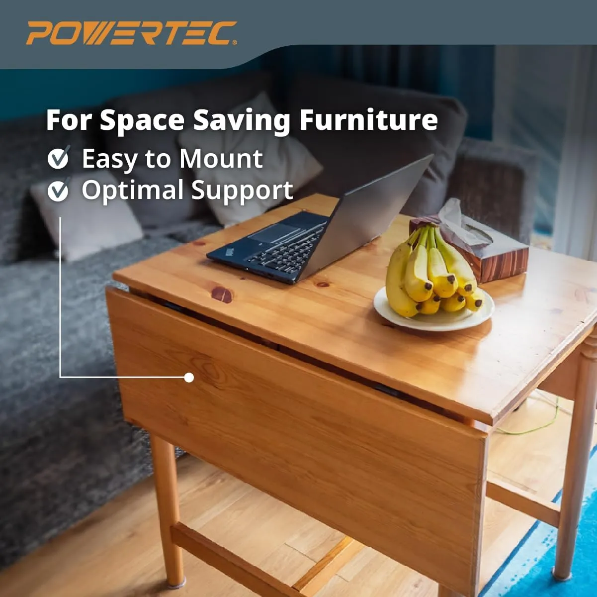 POWERTEC Metal Drop Leaf Table Supports 4PK, Sliding Hardware for Folding Kitchen and Dining Tables, RV Bracket (71426-P2V)